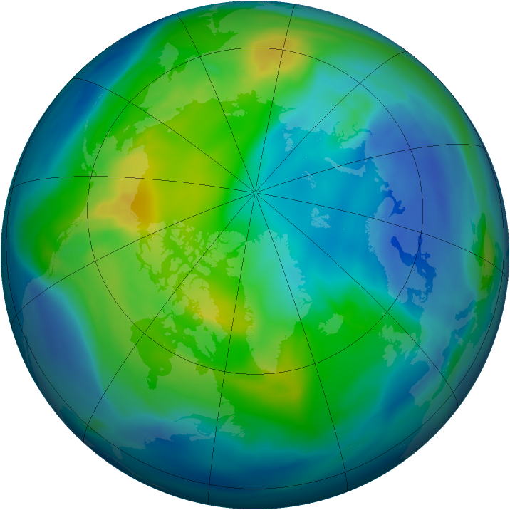 Arctic ozone map for 01 November 2005